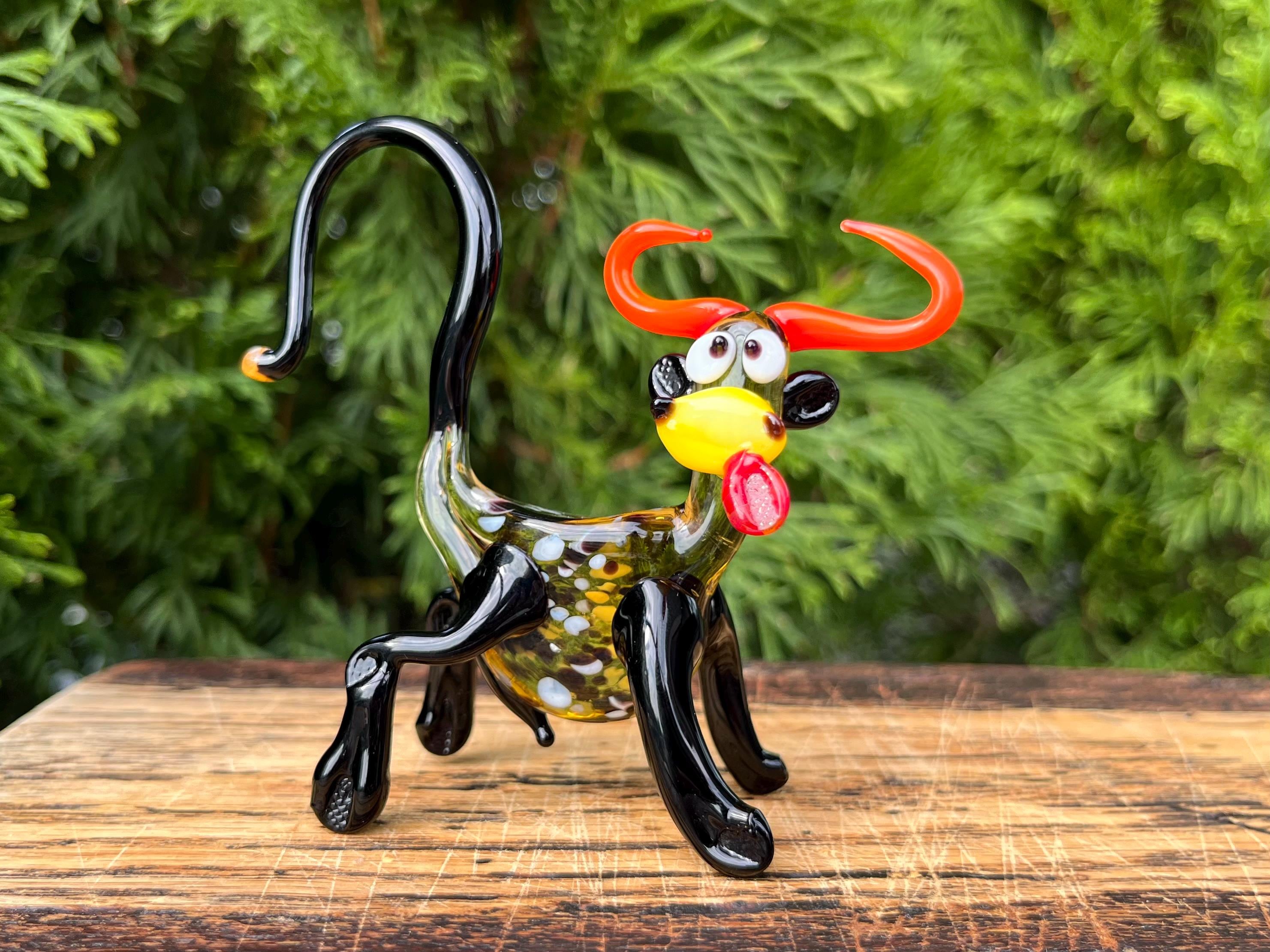 吹きガラスの牛の置物 - ムラーノスタイルのアートガラス彫刻 - Etsy 日本