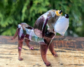 ガラスの犬の置物 - 吹きガラスの子犬の彫刻 - ムラーノスタイルの