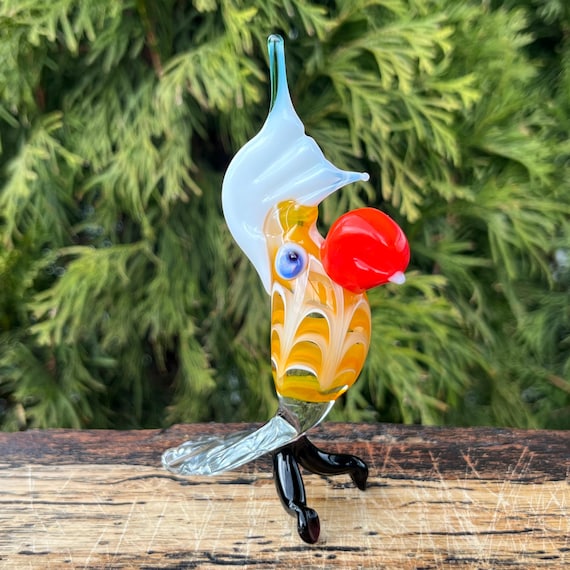 ガラスの置物 オウム 鳥 MURANO・ムラノ クリスタル・オウム・鸚鵡の