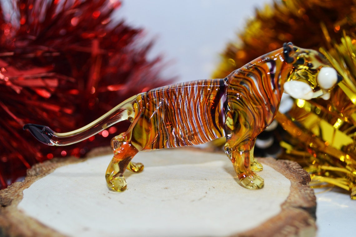 Glass Tiger Clear Figurine Hand Blown Tiger Animals Big Tiger Etsy