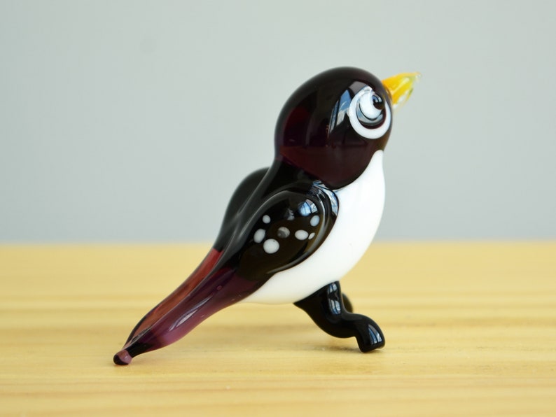 Purple Glass Bird Figurine Animals Glass Bird Sculpture Art Glass Toy Murano Animals Collectible Bird Figure Glass Blowing Art Gift Birds