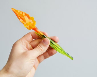 Orange Glass Calla Flower Calla Figurine Glass Flower Sculpture Art Glass Blown Flower Garden Flower Gift for Mom Ornaments Flower Calla Art