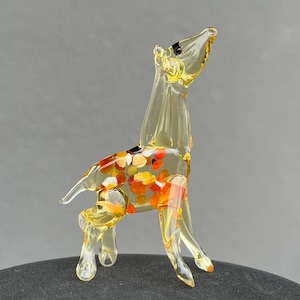 Gelbe Glas Giraffe Figur - Miniatur geblasene Glas Giraffe - Murano Stil Tierskulptur - Winzige Dschungel Dekor - Geschenk für Tierliebhaber