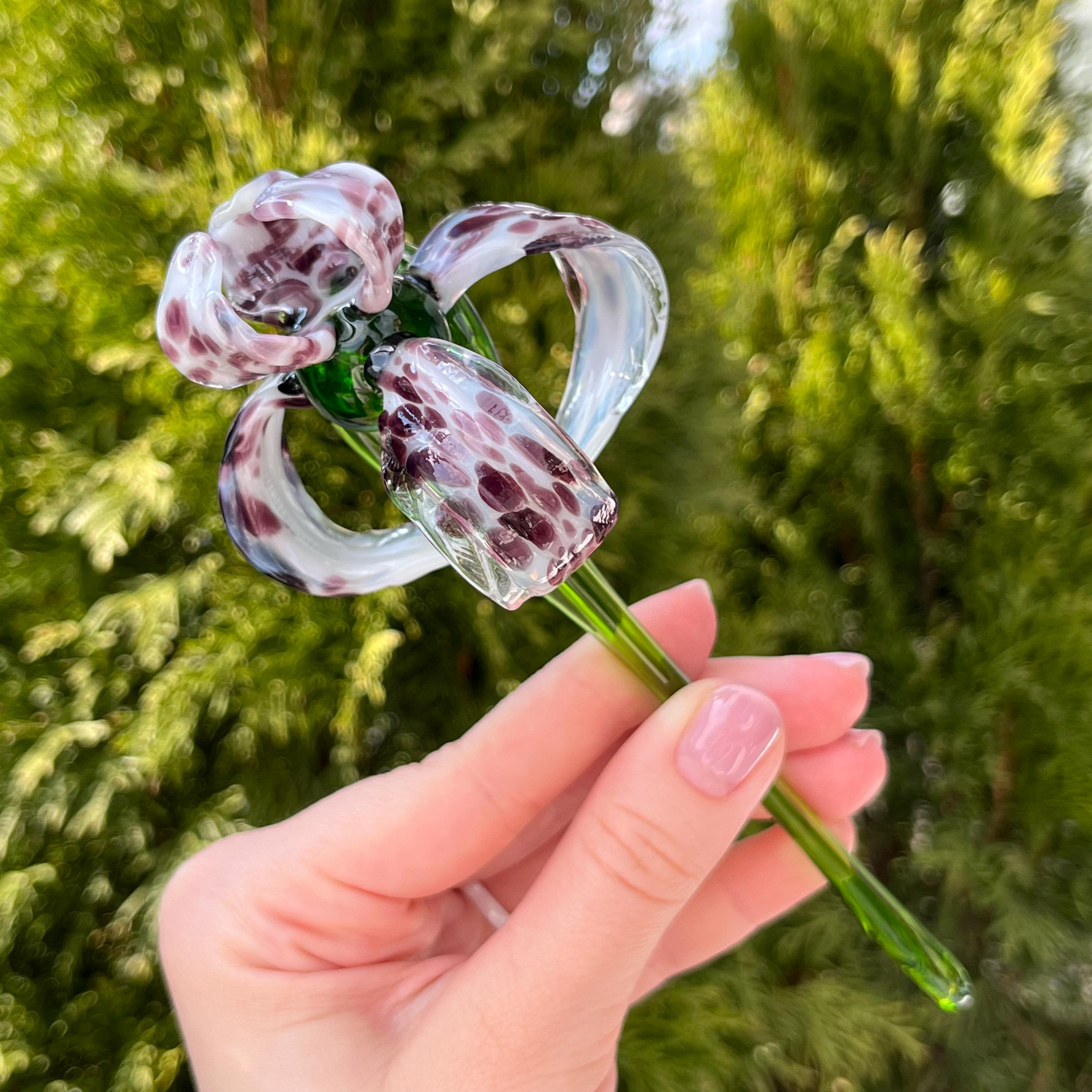 ANFURI Deko-Blume Mit Kristall-Buntglas – Weiße Blume, Sonneninspiriert, Für Innen & Außen