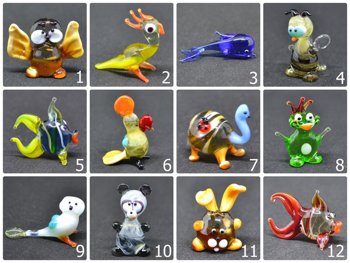 Small Glass Animals Miniature Mini Figurines Glass Animals Etsy