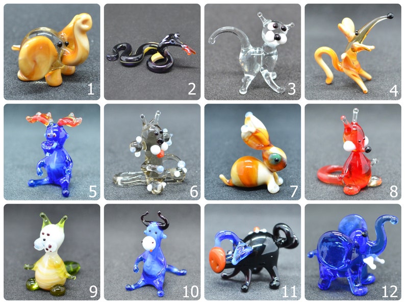 Small Glass Animals Miniature Mini Figurines Glass Animals Etsy