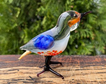 鳥の置物 ガラスの鳥の置物 | 青い鳥の彫刻 | 手作りのガラスの動物のアート