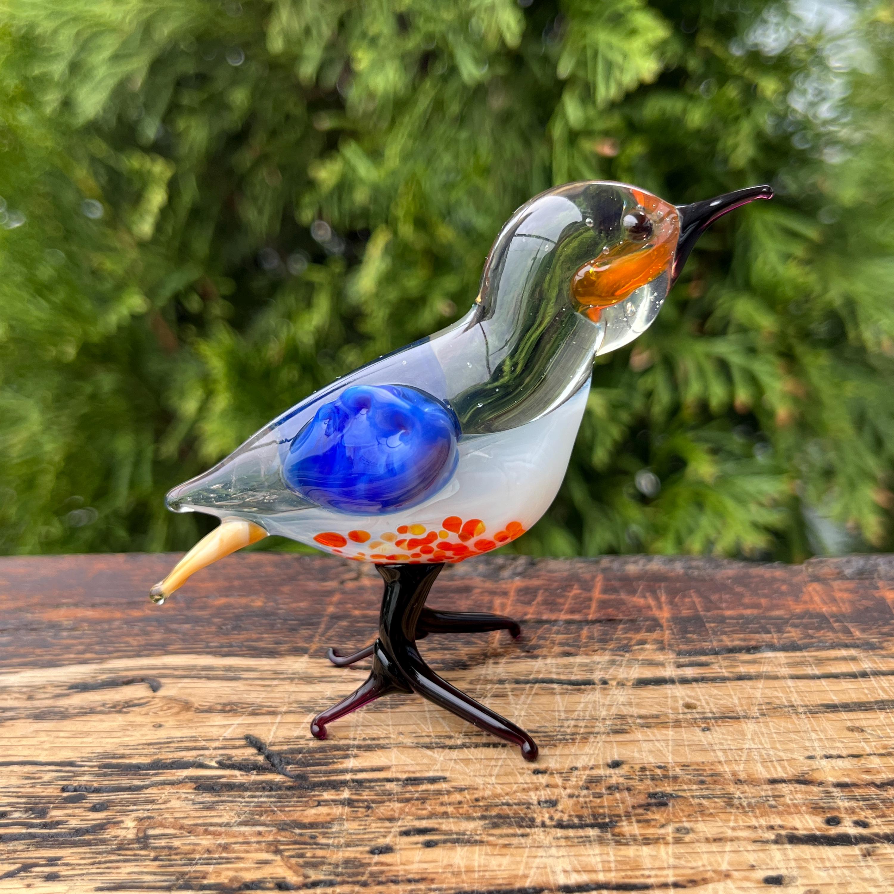 ガラスの置物 ガラスの鳥の置物 | 青い鳥の彫刻 | 手作りのガラスの動物のアート