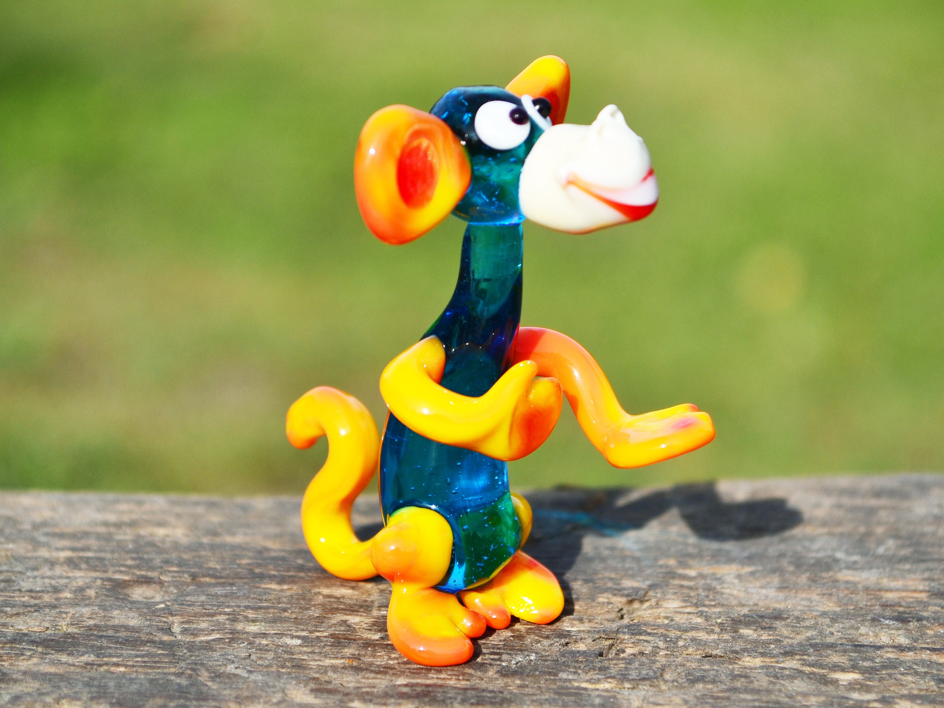 Blue Glass Monkey Figurine Animals Glass Monkeys Sculpture Art Etsy