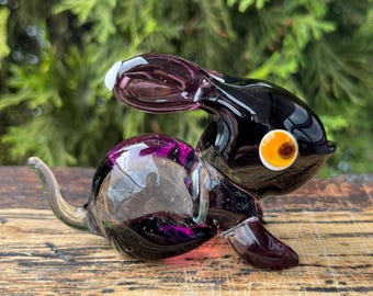 ムラーノガラス うさぎの置物 ガラスのウサギの置物：イースターのためのムラーノスタイルのウサギの