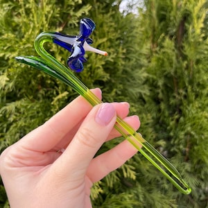 Blue Glass Bell Flower Figurine – Blown Glass Sculpture, Murano Art Flower, Bell Flower for Vase, Decorative Figure, Gifts for Flower Lovers