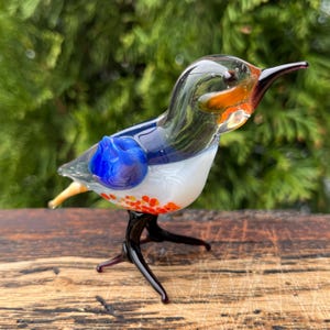 紫ガラスの鳩の置物：ムラーノスタイルの吹きガラスの鳥の彫刻 - Etsy 日本