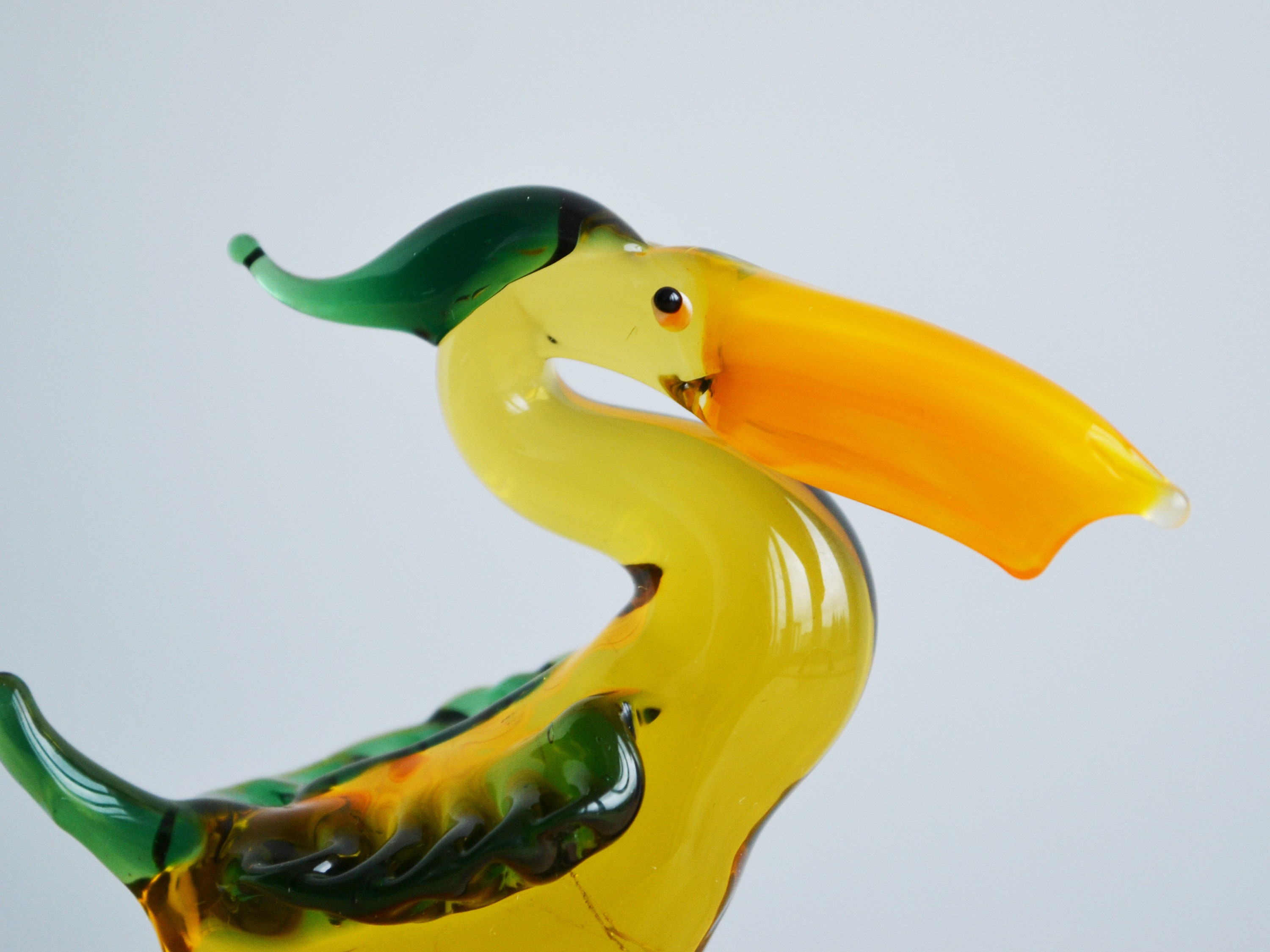 Glass Pelican Figurine Bird Sculpture Pelicans Statue Murano Etsy