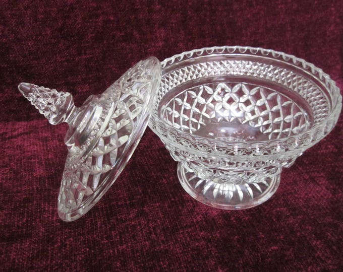 Anchor Hocking Glass Candy Dish With Lid Wexford Pedestal Dish Etsy