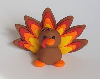 Handcrafted Turkey Figurine Thanksgiving Decor Polymer Clay Fall Decor