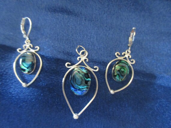 Colgante y Pendientes Redondo Turquesa Cuentas Hecho a Mano Plata Esterlina 925 Set