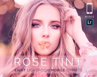 8 Rose tint Lightroom mobile presets, Lightroom presets, .DNG, pink, skin, pale, whites, pink tint, rose, presets, skin tone, DOWNLOAD