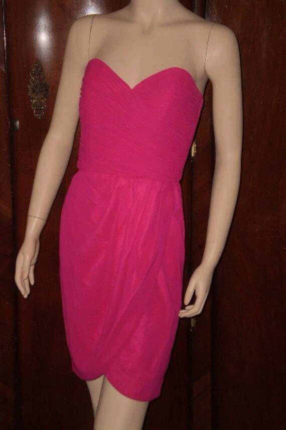 Vintage 90s AJ Bari Hot Pink Strapless Mini Dress