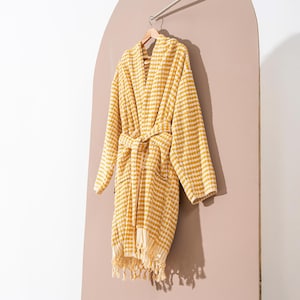 Pompom Bubble Texture Bathrobe Handloom Turkish Cotton Resort Heavy Luxury Mustard Polka Dot Pom Pom Colored Dots Soft Unisex Thick Robe