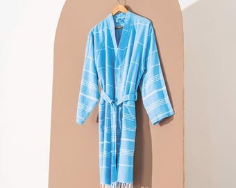 Turkish Cotton Hooded Bathrobe: Lightweight, Quick-Dry, Soft Unisex Robe