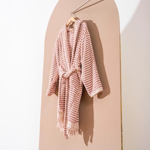 Pompom Bubble Texture Bathrobe Handloom Turkish Cotton Resort Heavy Luxury Pink Polka Dot Pom Pom Colored Dots Soft Unisex Thick Robe