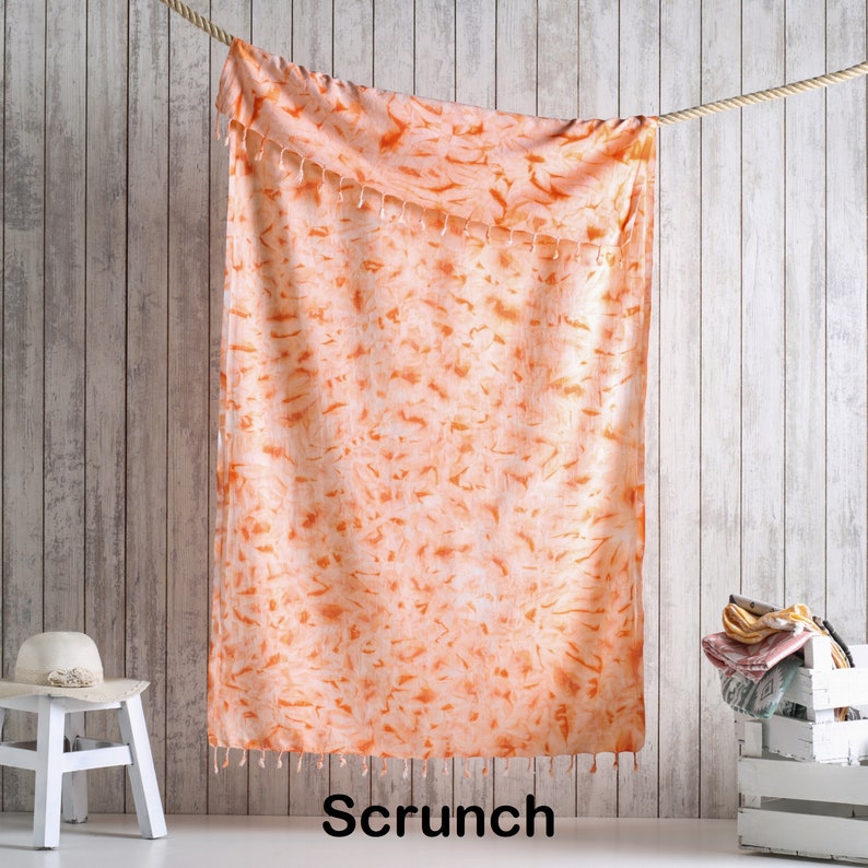 Turkish Towel with Artistic orange Tie-Dye Design