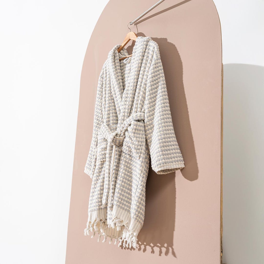 Pompom Bubble Texture Bathrobe Handloom Turkish Cotton Resort Heavy ...