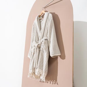 Pompom Bubble Texture Bathrobe Handloom Turkish Cotton Resort Heavy Luxury Grey Polka Dot Pom Pom Colored Dots Soft Unisex Thick Robe
