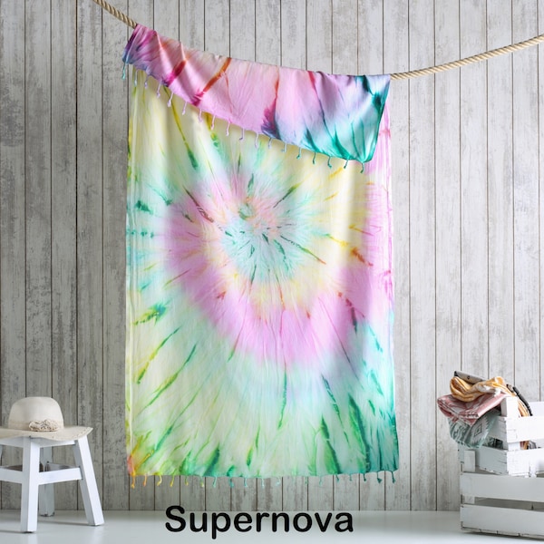 Tie Dye türkisches Handtuch, Strand, Pestemal, Geschenk für Mama, Fouta, Schönheit, böhmische, Nomade, Junggesellenabschied, Abitur Geschenk