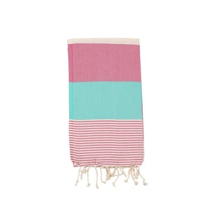 Serviette de plage turque Havana, rayures bleues et turquoise, 100 % coton peshtemal
