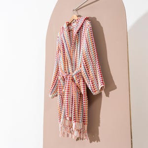 Pompom Bubble Texture Bathrobe Handloom Turkish Cotton Resort Heavy Luxury Pink Green Polka Dot Pom Pom Colored Dots Soft Unisex Thick Robe