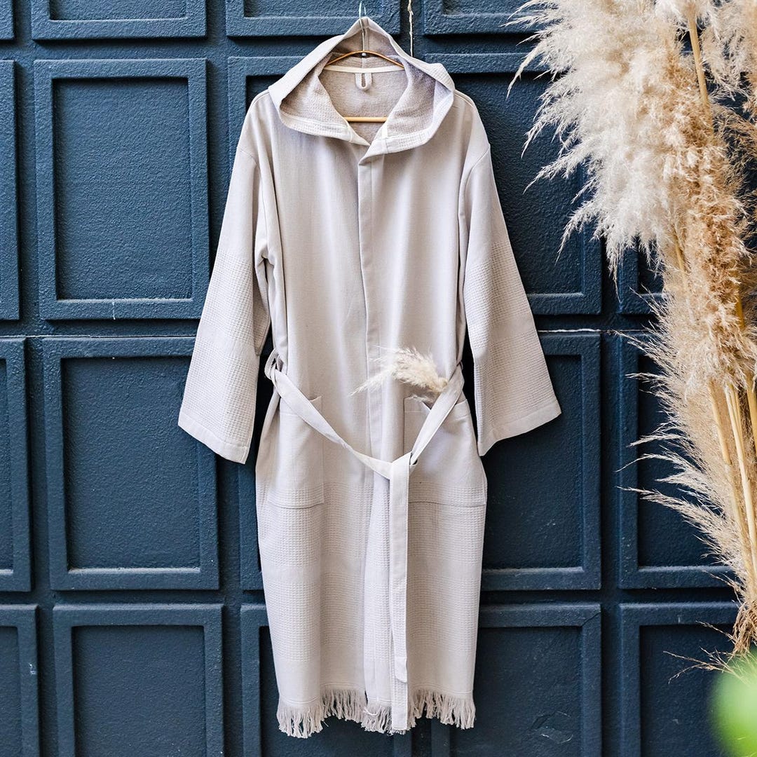 Beige Bathrobe Turkish Cotton Resort Light Luxury Plain Natural White ...