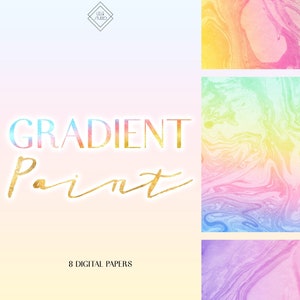 Rainbow Marble Paint Digital Paper: Colorful Vibrant Ombre Gradient Painted Backgrounds (JPG Download)