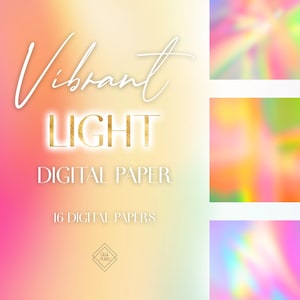Vibrant Rainbow Digital Paper - Colorful Vivid Bright Neon Gradient Background - Instagram Canva Digital Graphics