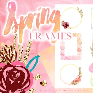 Easter Frame Overlay Clipart - Spring Flower Digital Frames Clip Art - Baby Woodland Animal Border Overlays -  Pastel Floral Borders PNG