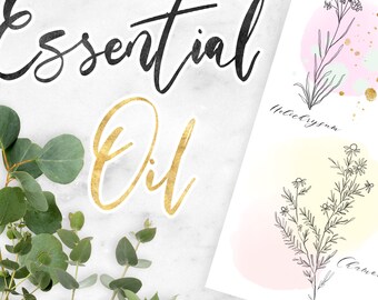 Essential Oil Plant Clipart: Aromatherapy Botanical Line Art, Simple Hand Drawn Graphics (Digital Download)