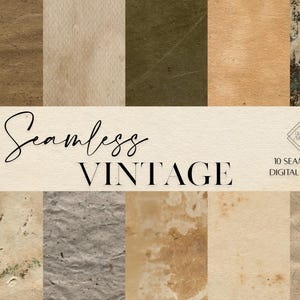Vintage Ephemera Seamless Digital Paper: Grunge Antique Background Pattern Textures (Digital Download)
