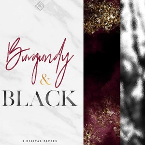 Glam Burgundy Black Digital Paper - Watercolor Abstract Red Gold Background - Ruby Bokeh Papers - Modern Backgrounds For Planner Instagram