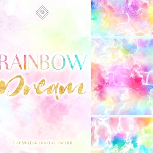 Rainbow Seamless Digital Paper Pattern - Tie Dye Watercolor Patterns - Colorful Alcohol Ink Glitter Background Graphics - Neon Backgrounds