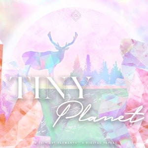 Geometric Animal Crystal Clipart - Rainbow Crystals Clip Art - Pastel Woodland Animals PNG Graphics - Pastel Digital Paper Background
