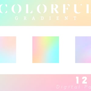 Gradient Rainbow Digital Paper - Ombre Holographic Abstract Background - Neon Pastel Colorful Backgrounds - Vibrant Chakra Wave Papers