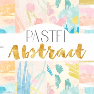 Abstract Watercolor Doodle Seamless Digital Paper - Modern Pastel Rainbow Paint Brush Stroke Background Pattern Papers - Stripe Dot Patterns