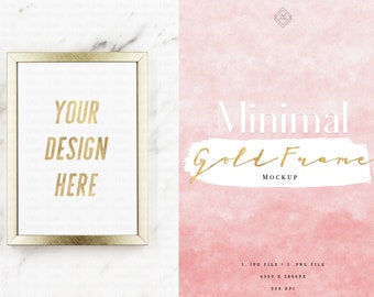 Download Free Digital Gold Frame Mockup - Marble Frame Mock Up Modern Minimal Luxury 5x7 Blank Print Display - Empty Sign Stock Photo Vertical Art Prints PSD Template