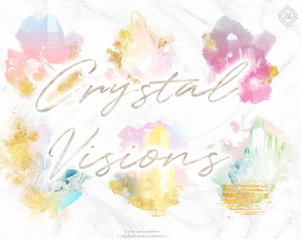 Boho Crystal Clipart: Bohemian Rainbow Gemstone Graphics, Chakra Gem PNG (Digital Download)