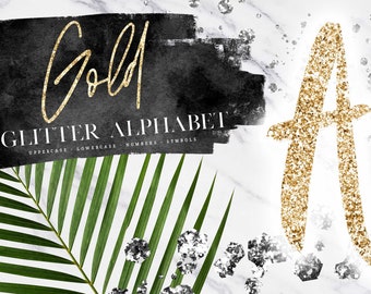 Gold Glitter Alphabet Clipart - Gold Font Clip Art - Glam Letter Digital Alphabet - Gold Digital Letters - Alphabet Lettering Graphics