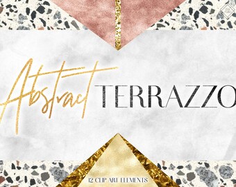 Terrazzo Clipart Borders: Modern Luxury Gold & Marble Art Deco Frames (Digital Download)