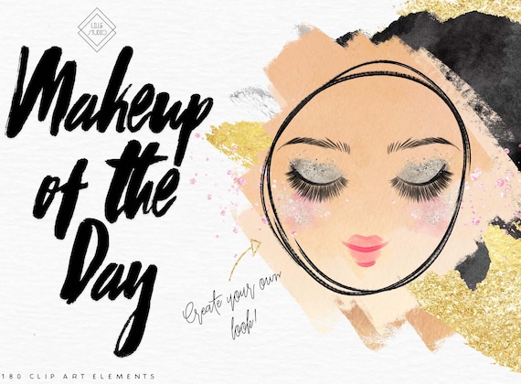 Beauty & Makeup Clipart: Glam MUA Graphics, Lipstick, Lashes, Cosmetics Look Template (PNG Digital Download)