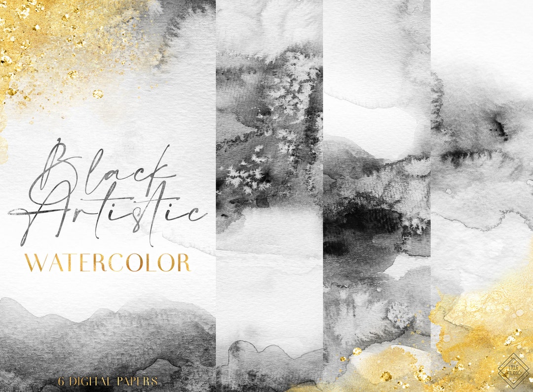 Black Grey Watercolor Digital Paper Background - Gray Water Color ...