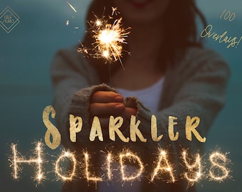 Holiday Sparkler Overlay Clipart: Firework Sparklers For Photoshop - Christmas July 4th Digital Fireworks PNG