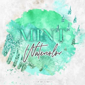 Watercolor Mint Green Brush Strokes Clipart - Water Color Brushstrokes Clip Art Shapes - Circle Paint Stroke Shape - DIY Watercolour Logo